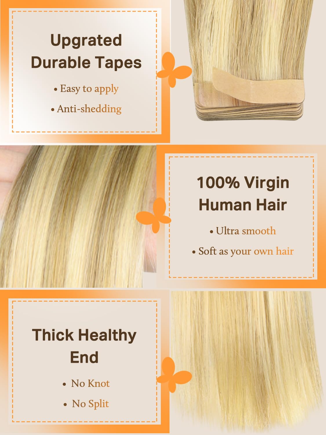 DOORES Tape in Hair Extensions various colour options