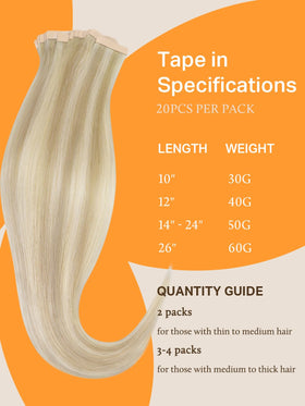 DOORES Tape in Hair Extensions various colour options