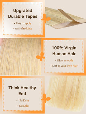 DOORES Tape in Hair Extensions with transparent tape close-up