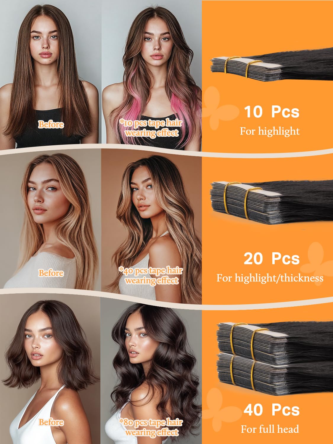 DOORES Tape in Hair Extensions with transparent tape detail