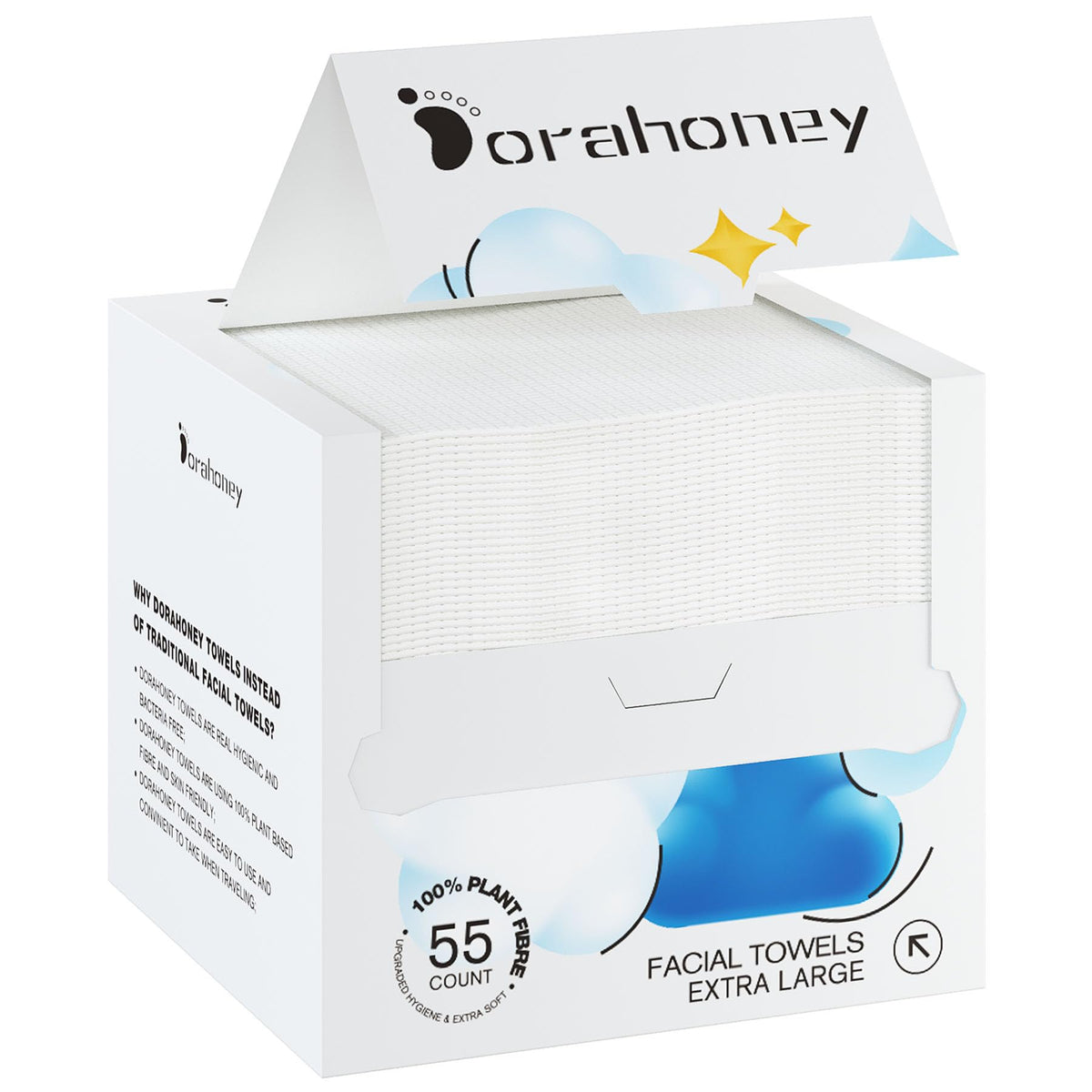 DORAHONEY Disposable Face Towels 12x12 pack front view