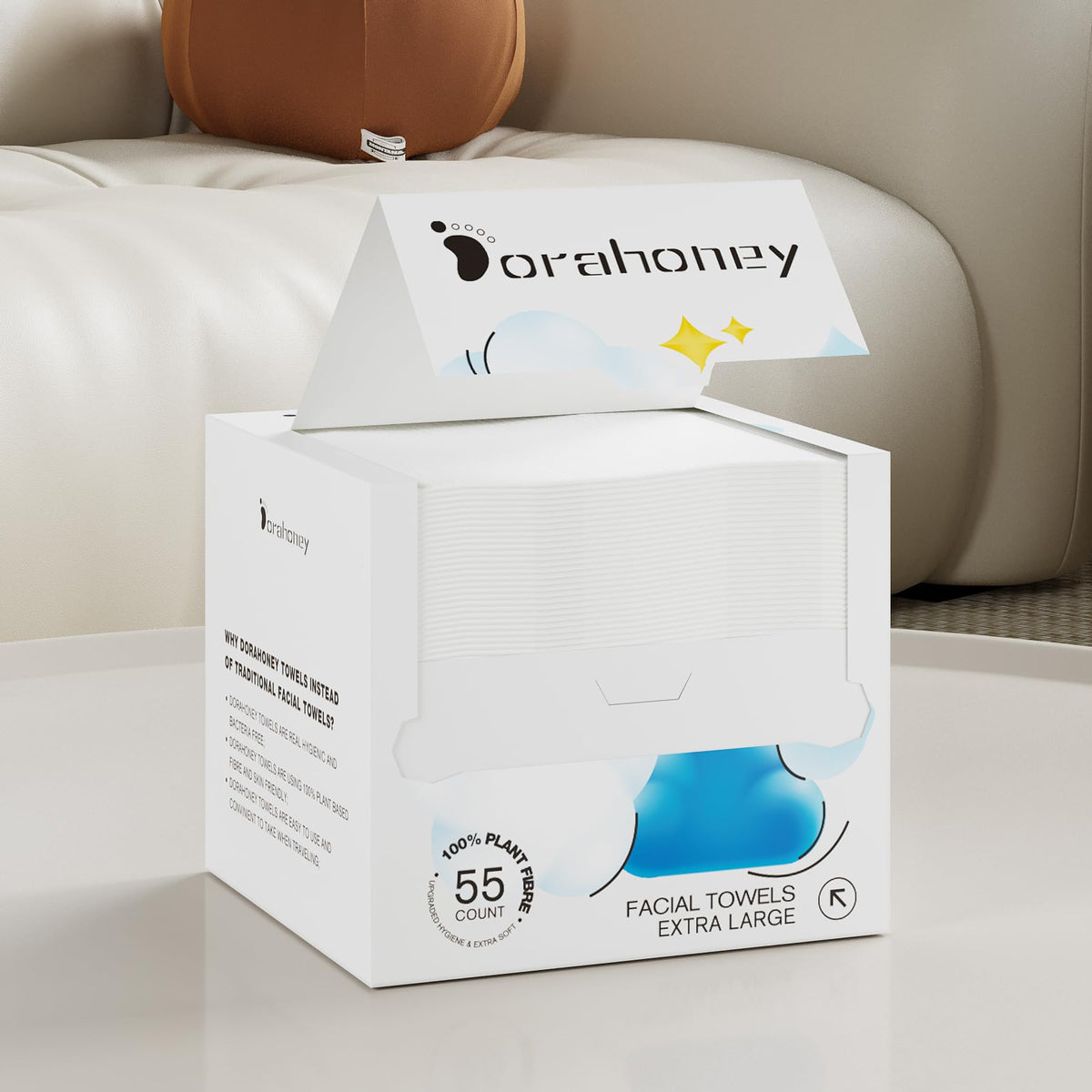 DORAHONEY Disposable Face Towels stacked neatly