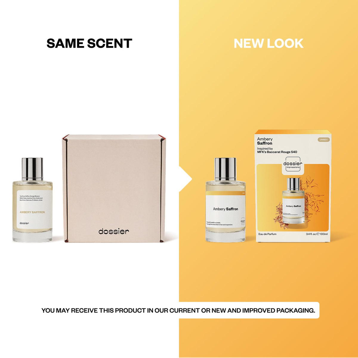 Dossier Ambery Saffron Eau de Parfum 100ml close-up of label