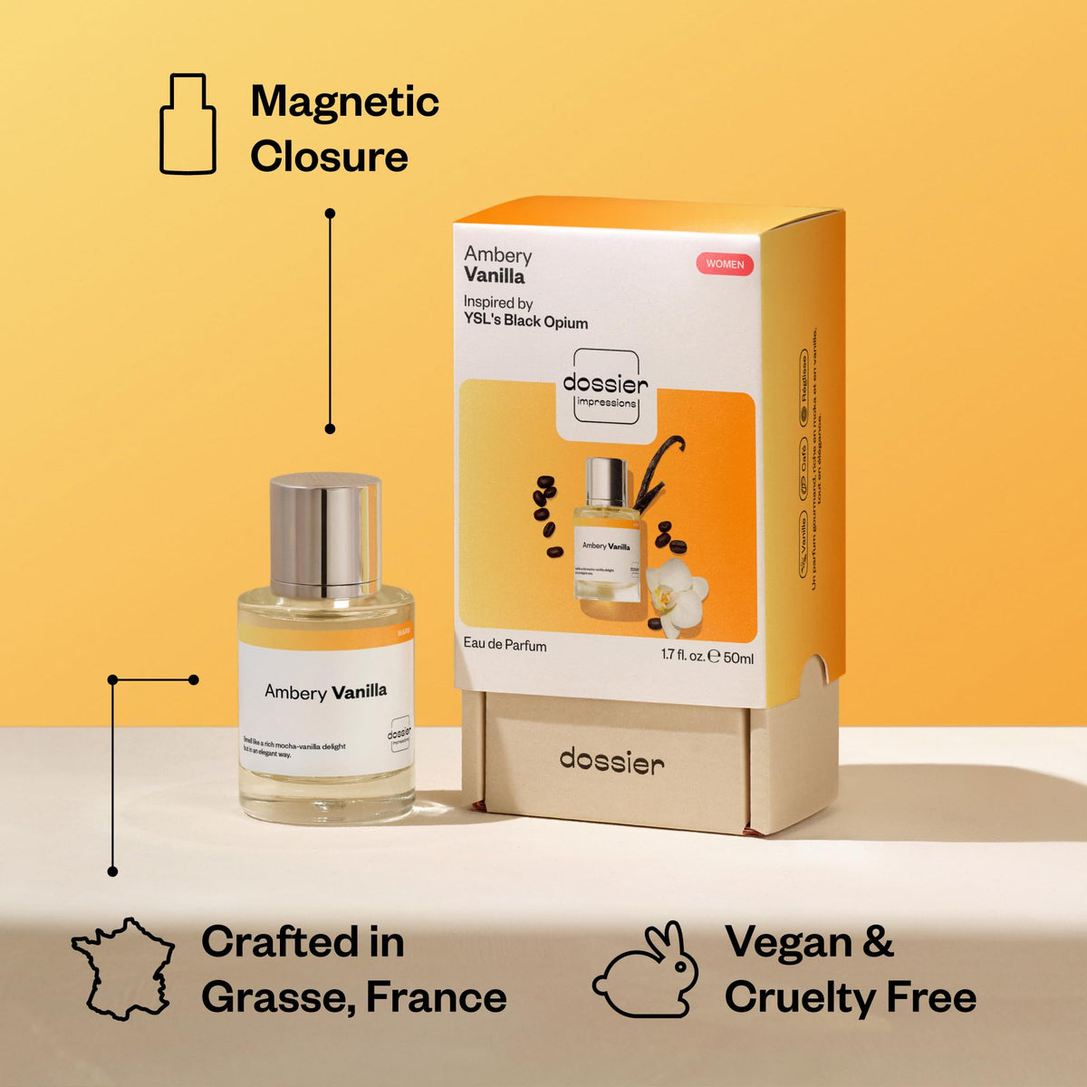 Dossier Ambery Vanilla Eau de Parfum in a gift-ready box