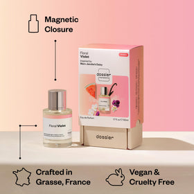 Dossier Floral Violet Eau de Parfum bottle on a vanity