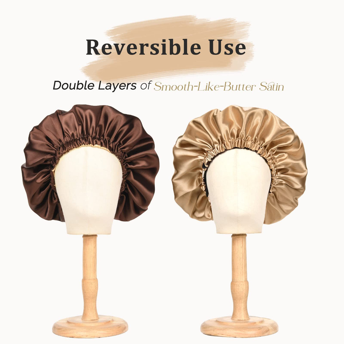 Double layer reversible YANIBEST Satin Bonnet displayed