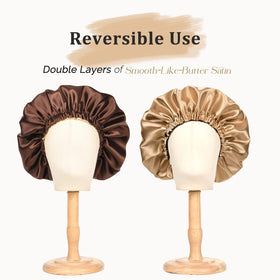 Double layer reversible YANIBEST Satin Bonnet displayed