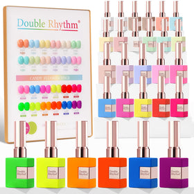 Double Rhythm 28Pcs Gel Nail Polish Set with Candy Neon colours