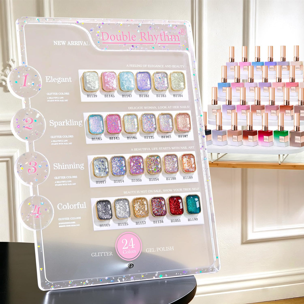 Double Rhythm 28Pcs Glitter Gel Nail Polish Set front view