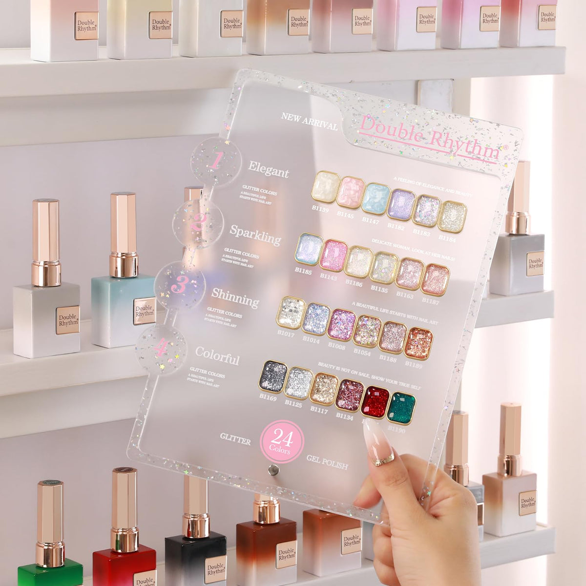 Double Rhythm 28Pcs Glitter Gel Nail Polish Set packaging
