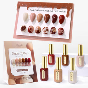 Double Rhythm 6 Pcs Gel Polish Set front view with assorted colours