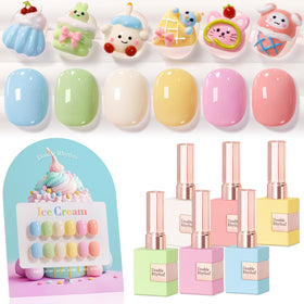 Double Rhythm 6 Pcs Gel Polish Set front view with assorted colours