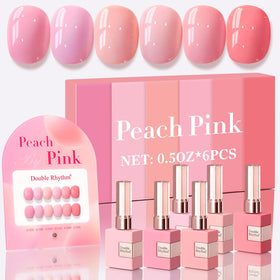 Double Rhythm 6 Pcs Gel Polish Set in light pale peach colours