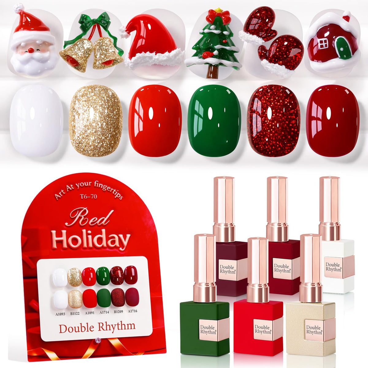 Double Rhythm 6 Pcs Gel Polish Set with glitter colours