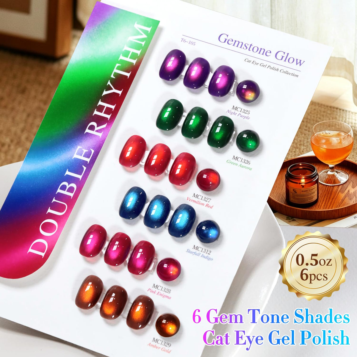 Double Rhythm Cat Eye Gel Nail Polish in dark navy blue bottle