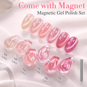 Double Rhythm Cat Eye Gel Nail Polish in glass nude pink rose