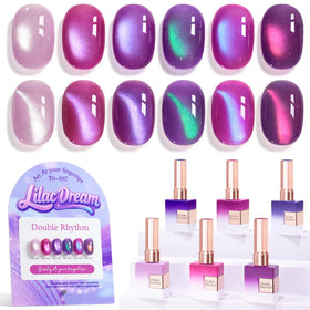 Double Rhythm Cat Eye Gel Nail Polish Set 6 bottles with shimmer finish