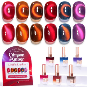 Double Rhythm Cat Eye Gel Nail Polish Set of 6 bottles in various colours