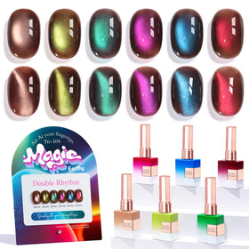 Double Rhythm Cat Eye Gel Nail Polish Set of 6 front view