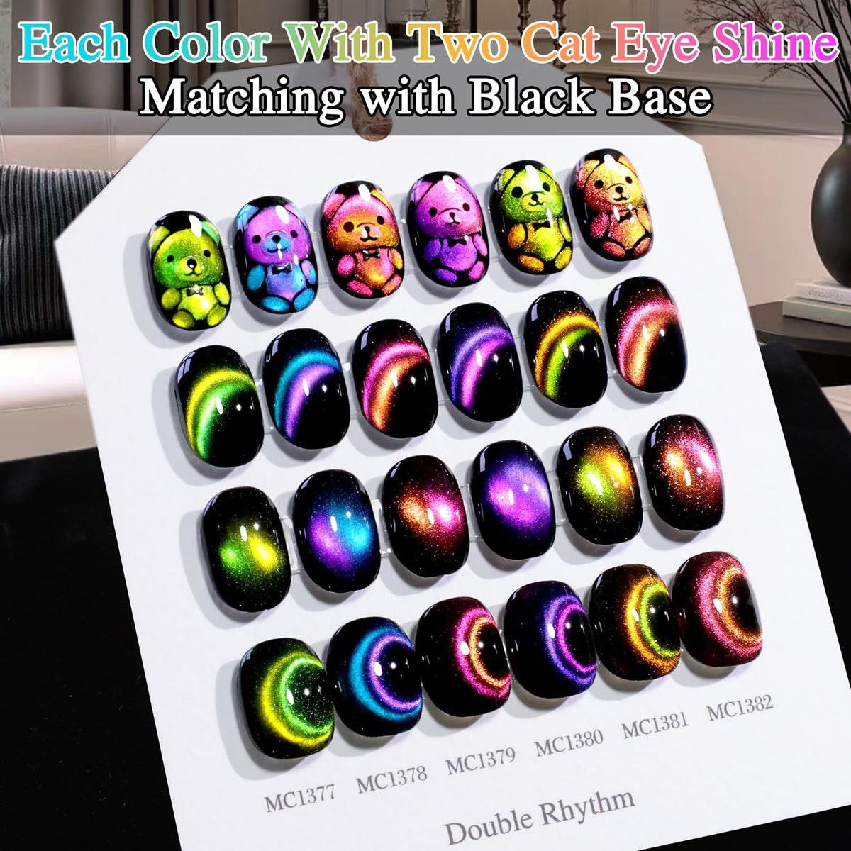 Double Rhythm Cat Eye Gel Nail Polish Set with applicator tools