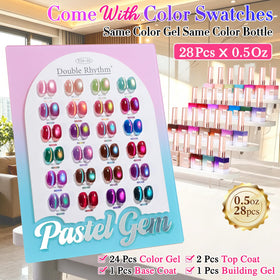 Double Rhythm Cat Eye Gel Nail Polish Set with base and top coat