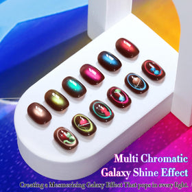 Double Rhythm Cat Eye Gel Nail Polish Set with color swatches