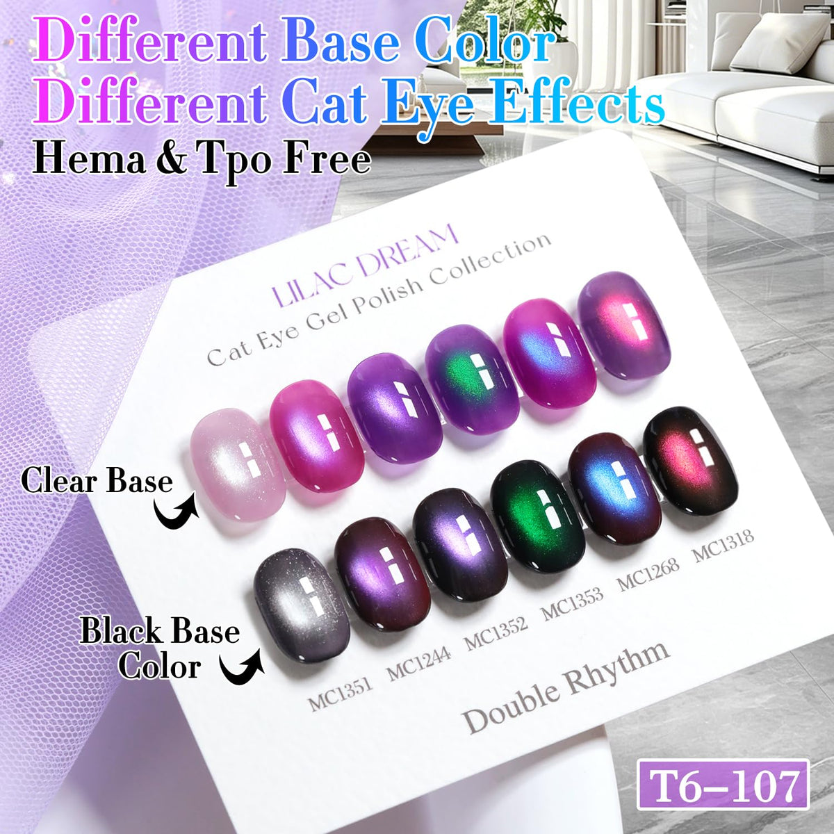 Double Rhythm Cat Eye Gel Polish Set with color swatches