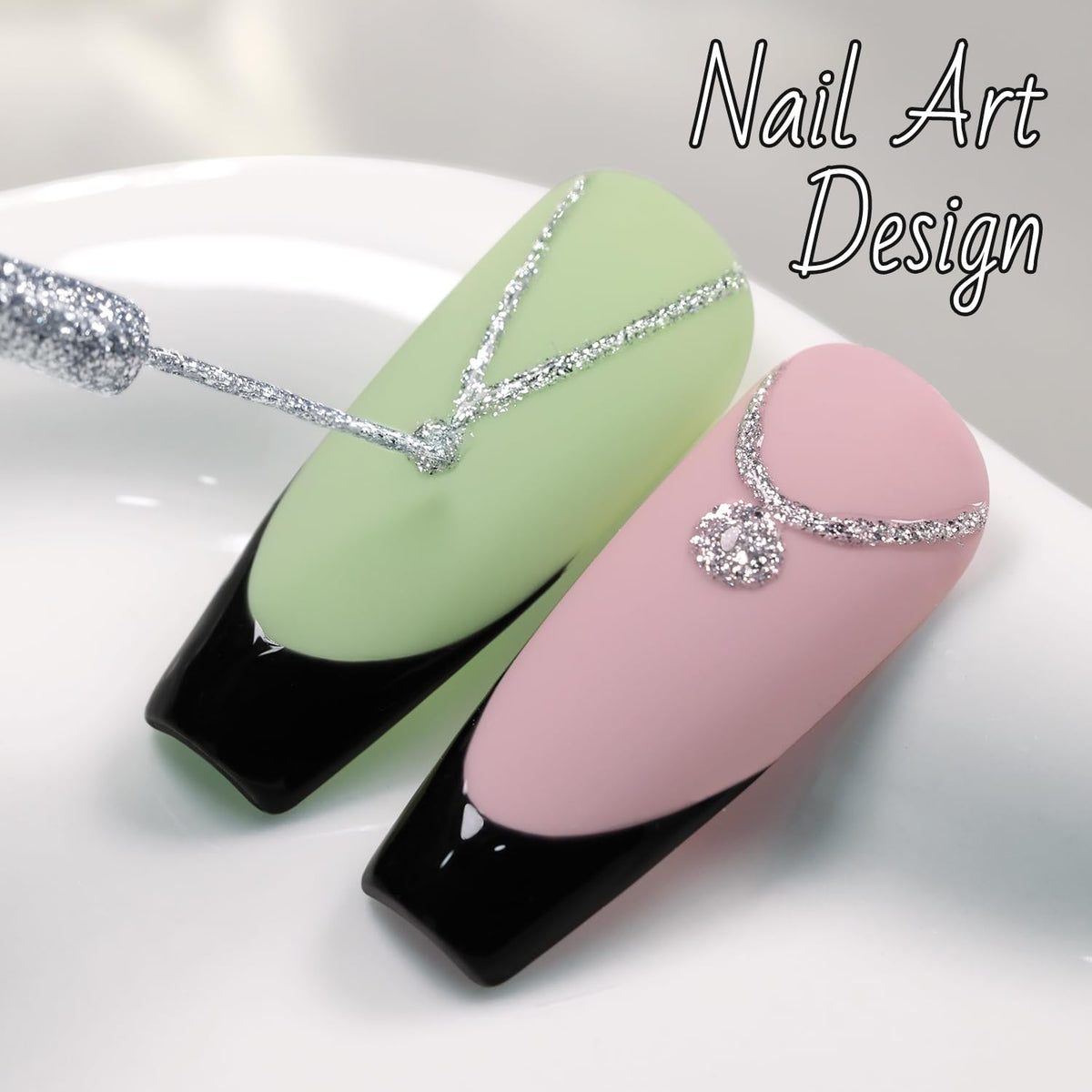 Double Rhythm gel liner in use during nail art application