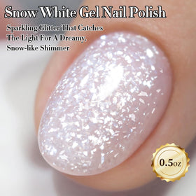 Double Rhythm Gel Nail Polish 15ML milky snow glitter applied on nails