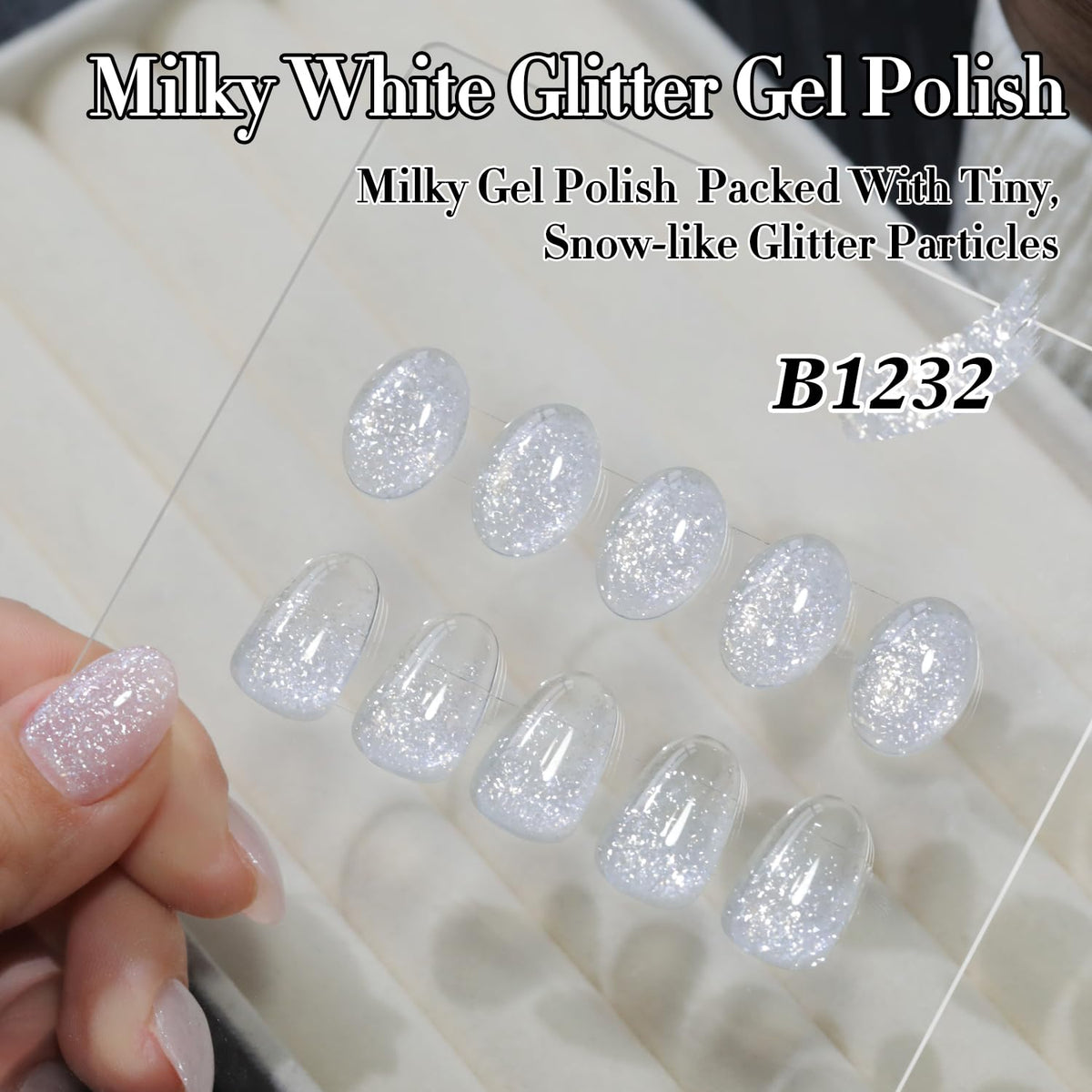 Double Rhythm Gel Nail Polish 15ML milky snow glitter bottle with label