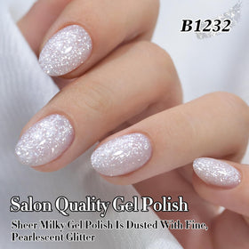 Double Rhythm Gel Nail Polish 15ML milky snow glitter on display