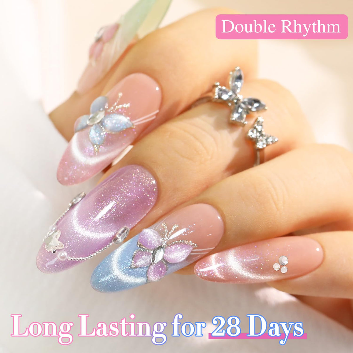 Double Rhythm Gel Nail Polish bottles arranged aesthetically