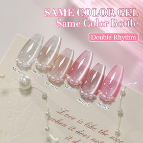 Double Rhythm Gel Nail Polish bottles arranged in a row