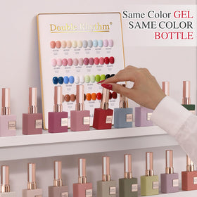 Double Rhythm Gel Nail Polish bottles with clear top gel and base gel