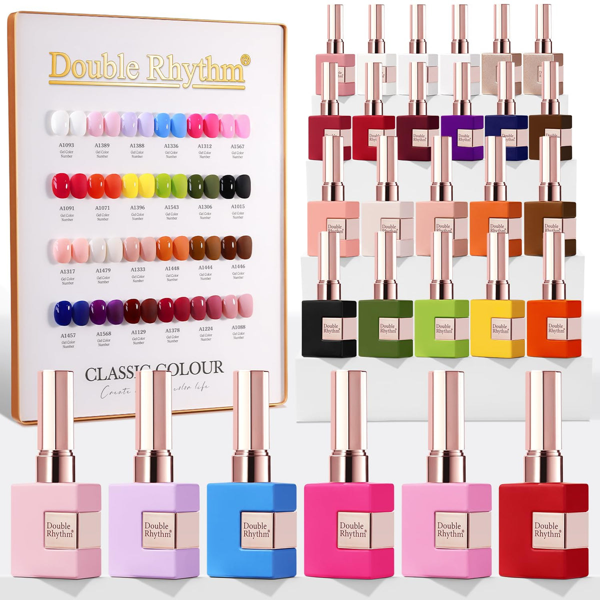 Double Rhythm Gel Nail Polish Set 28Pcs Red Pink Collection front view