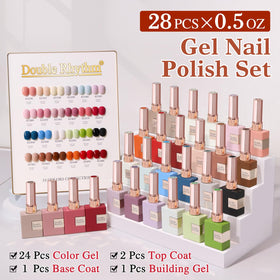 Double Rhythm Gel Nail Polish Set 28Pcs showing vibrant nail polish colours