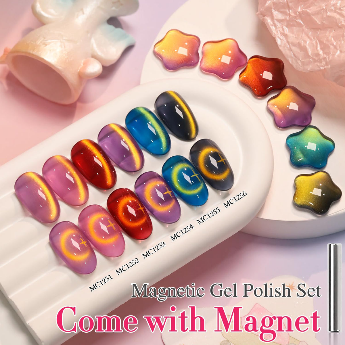 Double Rhythm Gel Nail Polish set arranged with nail art tools