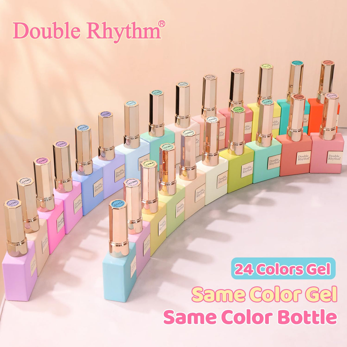 Double Rhythm Gel Nail Polish Set displayed with nail art designs