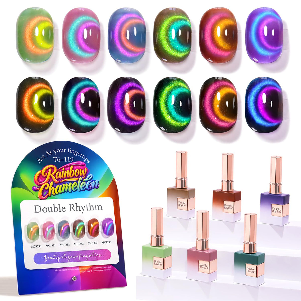 Double Rhythm Gel Nail Polish Set of 6 bottles front view