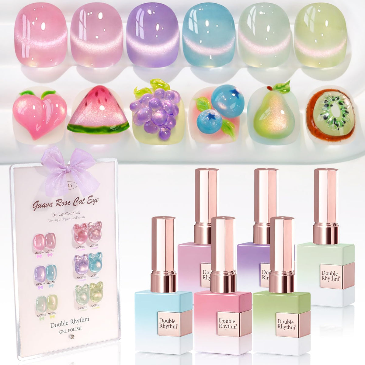 Double Rhythm Gel Nail Polish Set of 6 bottles in assorted colours