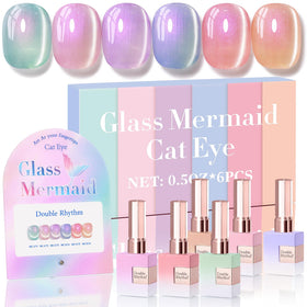 Double Rhythm Gel Nail Polish Set of 6 bottles in Mermaid Pink