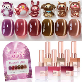 Double Rhythm Gel Nail Polish Set of 6 bottles with shimmer glitter