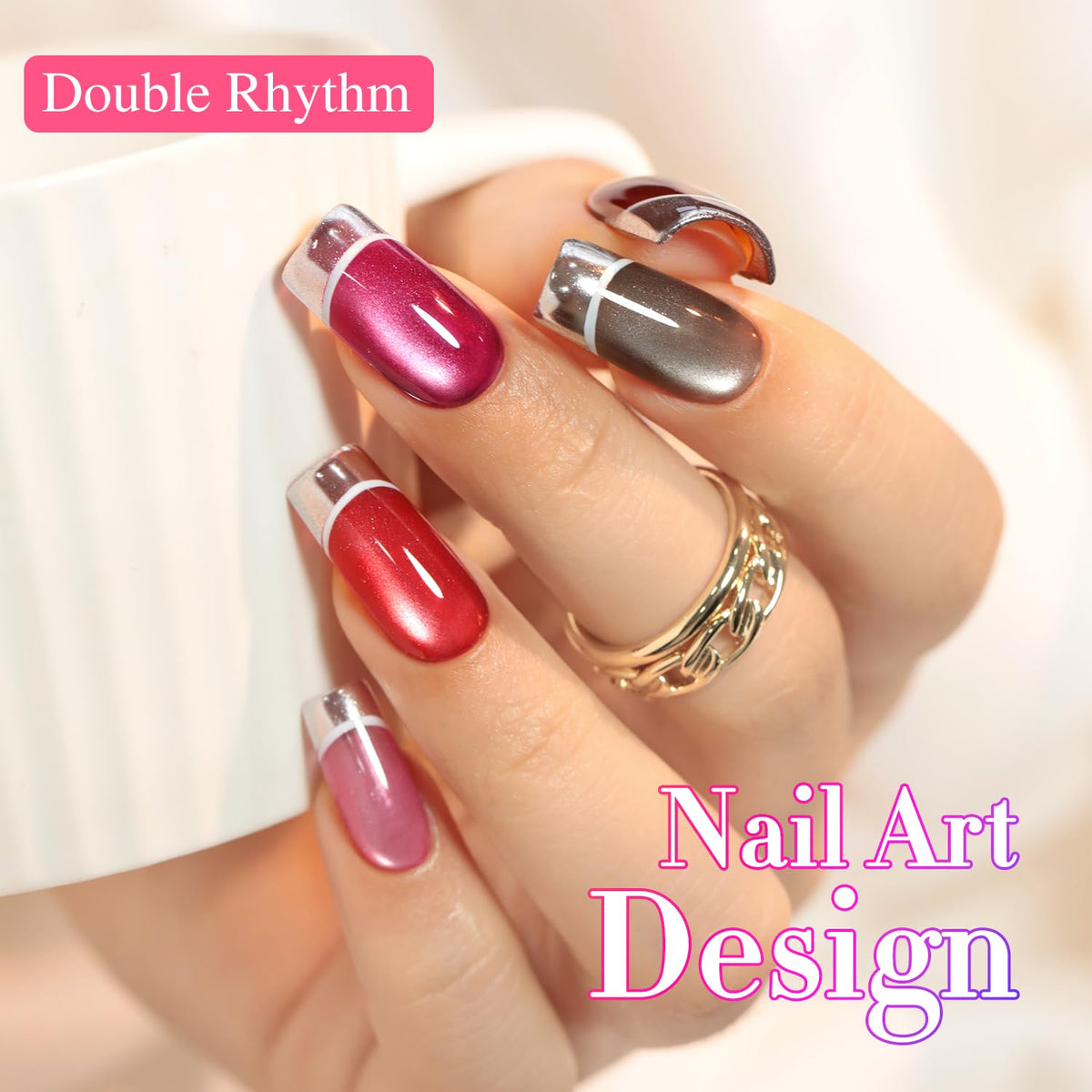 Double Rhythm Gel Nail Polish Set packaging with six shades
