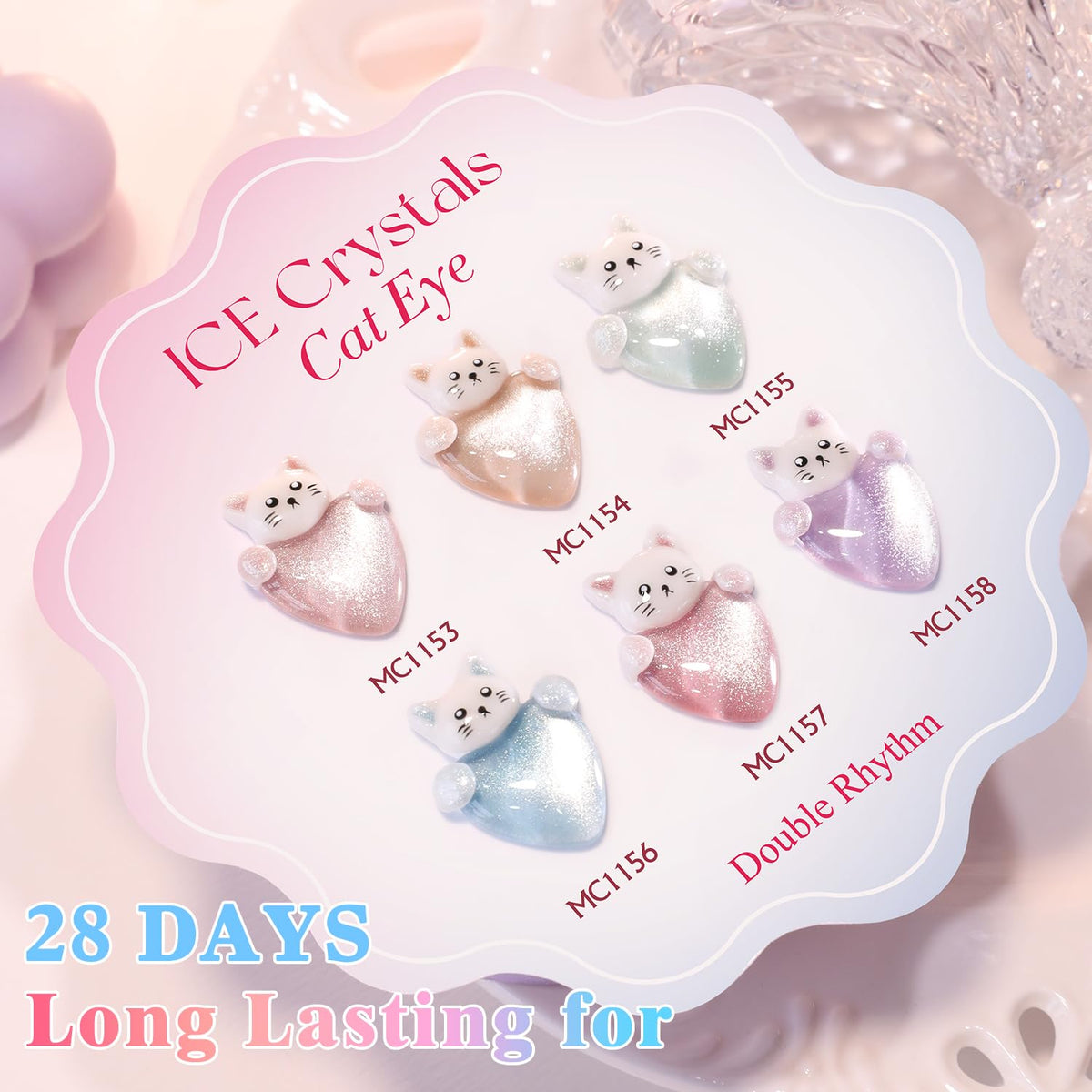 Double Rhythm Gel Nail Polish Set with a hand showcasing nail art