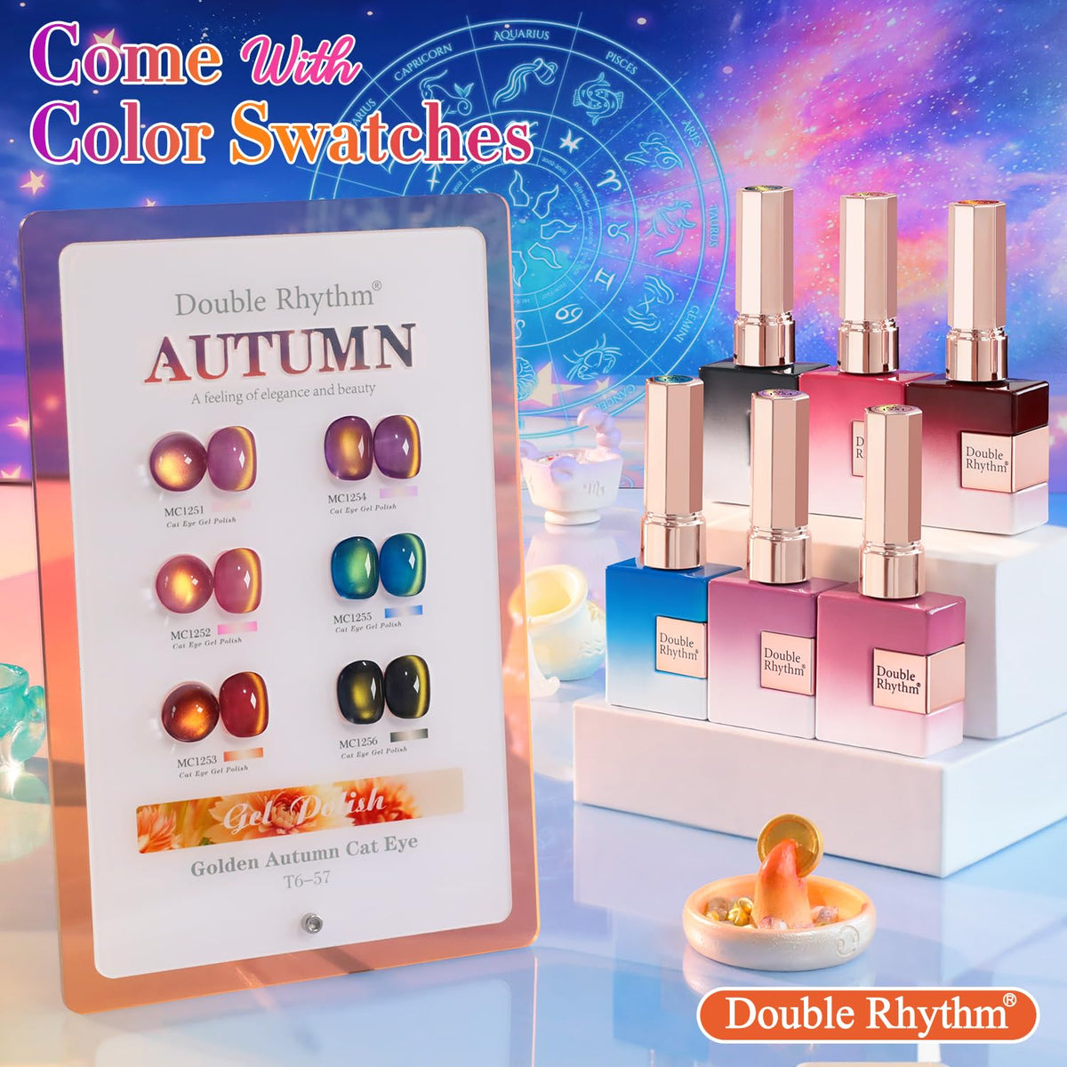 Double Rhythm Gel Nail Polish swatches showing shimmer effect
