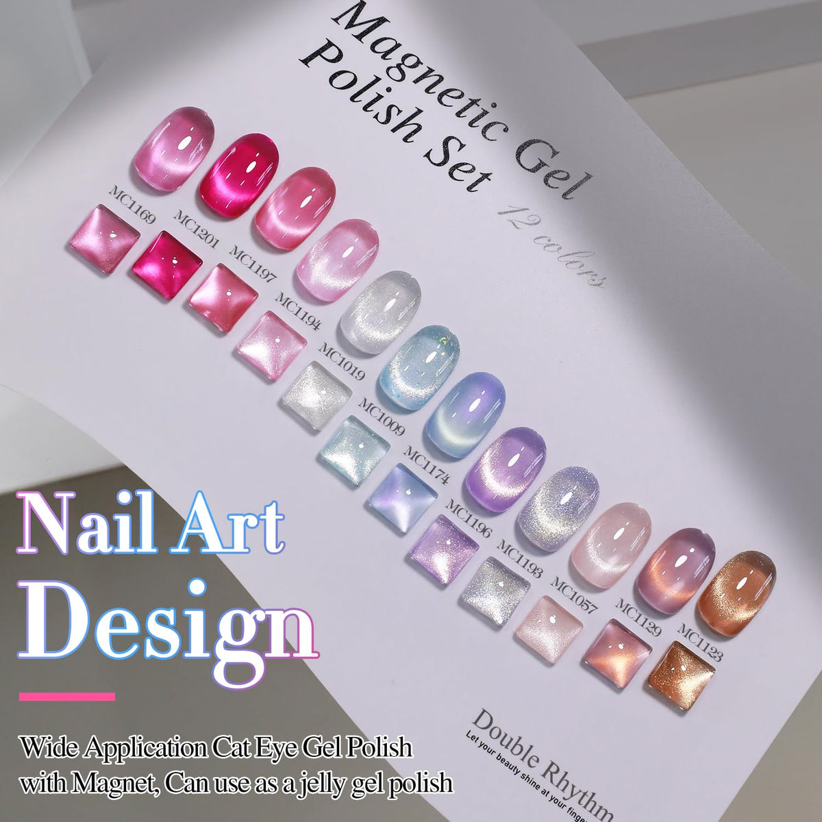 Double Rhythm gel polish bottles in a row