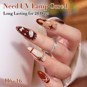 Double Rhythm Gel Polish in various colours on a nail art display