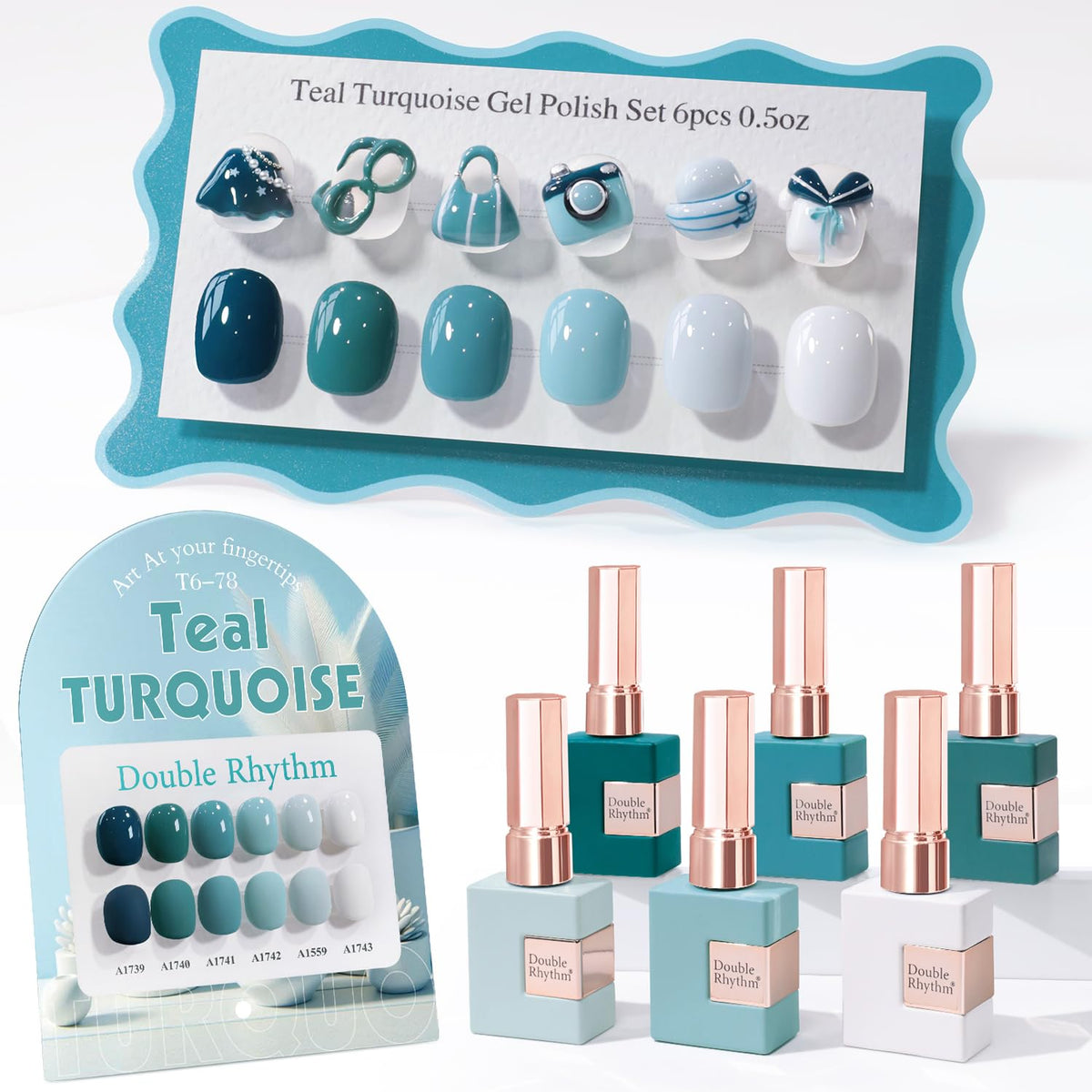 Double Rhythm Gel Polish Set 6 Pcs 15 ML assorted colours front view