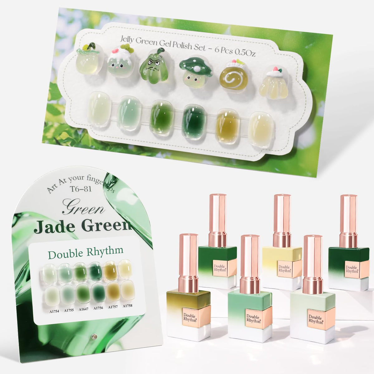 Double Rhythm Gel Polish Set 6 Pcs 15 ML bottles front view