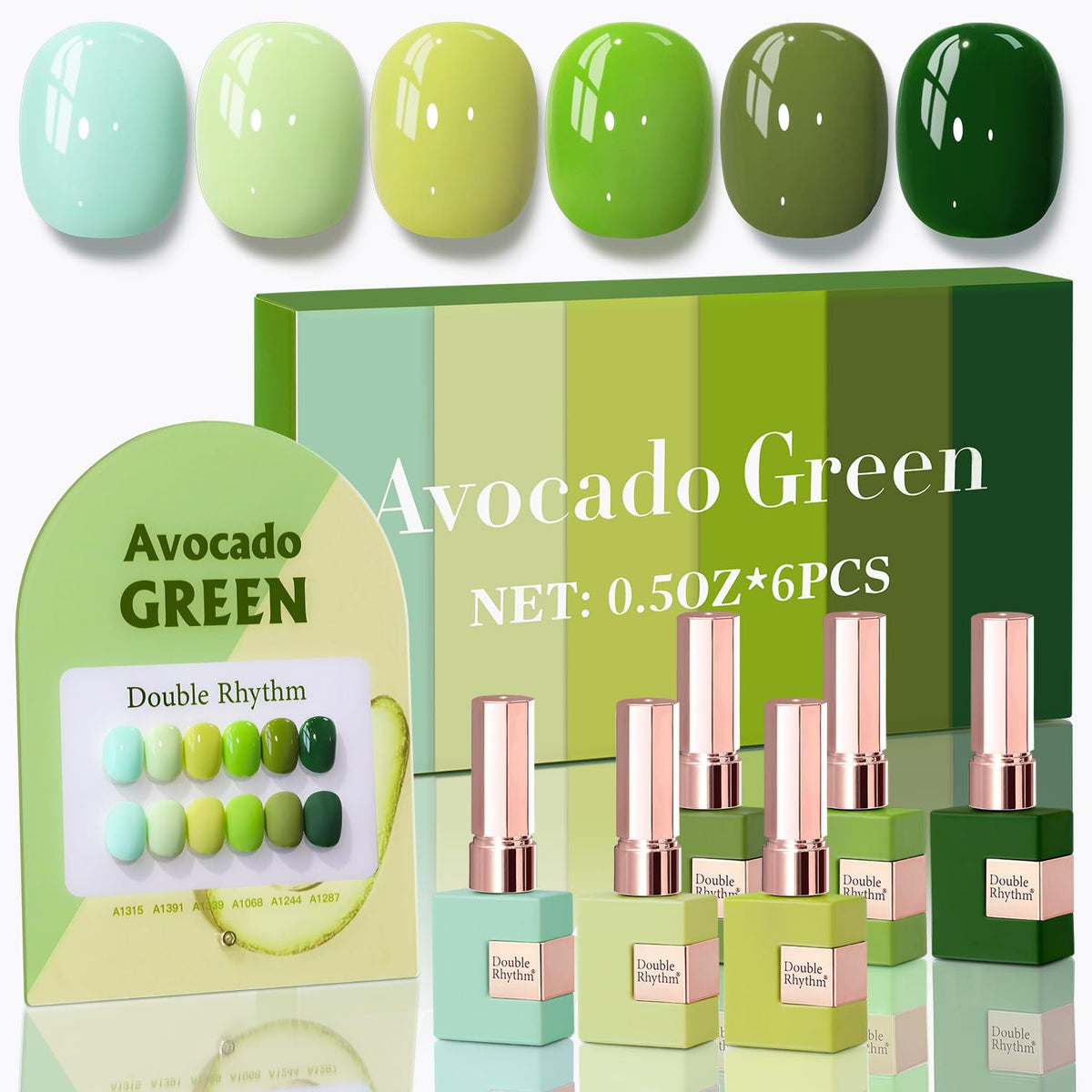 Double Rhythm Gel Polish Set 6 Pcs 15 ML bottles in assorted shades